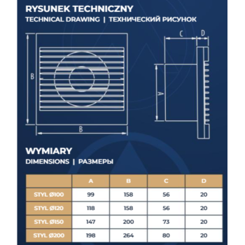 DOSPEL STYL 200S wentylator ścienny-28905